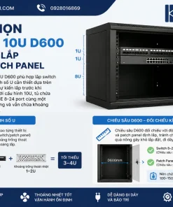 Chọn Tủ Rack 10U D600 Phù Hợp Để Lắp Switch, Patch Panel