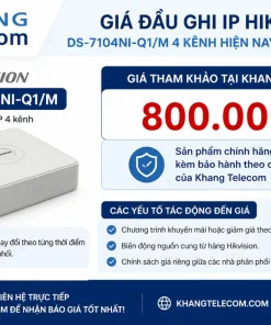 Giá đầu ghi IP Hikvision DS-7104NI-Q1/M 4 kênh hiện nay là bao nhiêu