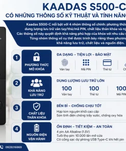 Kaadas S500-C có những thông số kỹ thuật và tính năng nổi bật nào
