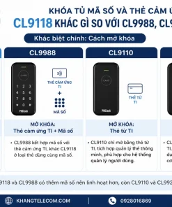Khóa tủ mã số và thẻ cảm ứng CL9118 khác gì so với CL9988, CL9110, CL9928