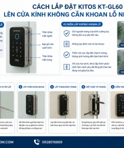 lắp đặt Kitos KT-GL60 lên cửa kính không cần khoan lỗ