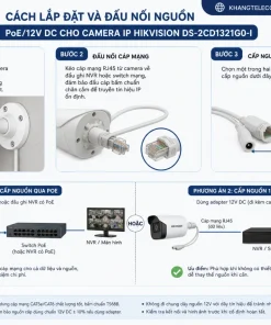 lắp đặt và đấu nối nguồn PoE/12V DC cho Camera IP HIKVISION DS-2CD1321G0-I