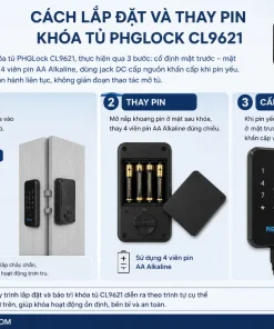 lắp đặt và thay pin cho khóa tủ PHGLock CL9621