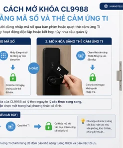 mở khóa CL9988 bằng mã số và thẻ cảm ứng TI