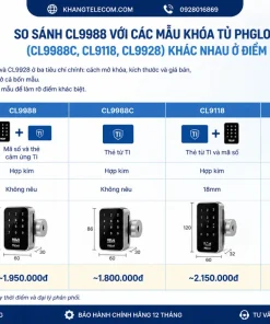 So sánh CL9988 với các mẫu khóa tủ PHGLock khác (CL9988C, CL9118, CL9928) khác nhau ở điểm nào
