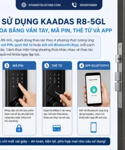 sử dụng Kaadas R8-5GL để mở khóa bằng vân tay, mã PIN, thẻ từ và App