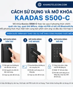 sử dụng và mở khóa Kaadas S500-C bằng vân tay, thẻ, mã PIN