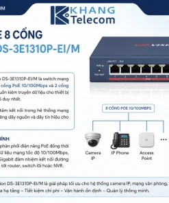 Switch PoE 8 cổng Hikvision DS-3E1310P-EI/M