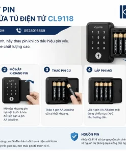 thay pin cho khóa cửa tủ điện tử CL9118