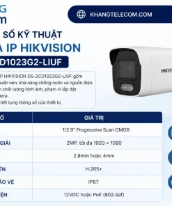 Thông số kỹ thuật Camera IP HIKVISION DS-2CD1023G2-LIUF gồm những gì