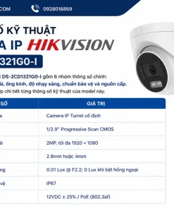 Thông số kỹ thuật Camera IP HIKVISION DS-2CD1321G0-I gồm những gì