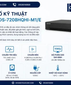 Thông số kỹ thuật của đầu ghi iDS-7208HQHI-M1/E gồm những gì