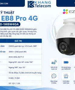 Thông số kỹ thuật của EZVIZ EB8 Pro 4G CS-EB8-R200-1M8W4GA gồm những gì
