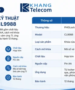 Thông số kỹ thuật của khóa tủ CL9988 gồm những gì