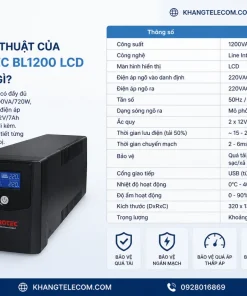 Thông số kỹ thuật của UPS SOROTEC BL1200 LCD gồm những gì
