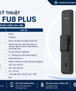 Thông số kỹ thuật Khóa nhận diện khuôn mặt Bosch FU8 Plus