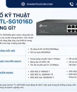 Thông số kỹ thuật Switch TL-SG1016D gồm những gì