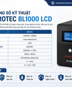 Thông số kỹ thuật UPS SOROTEC BL1000 LCD gồm những gì