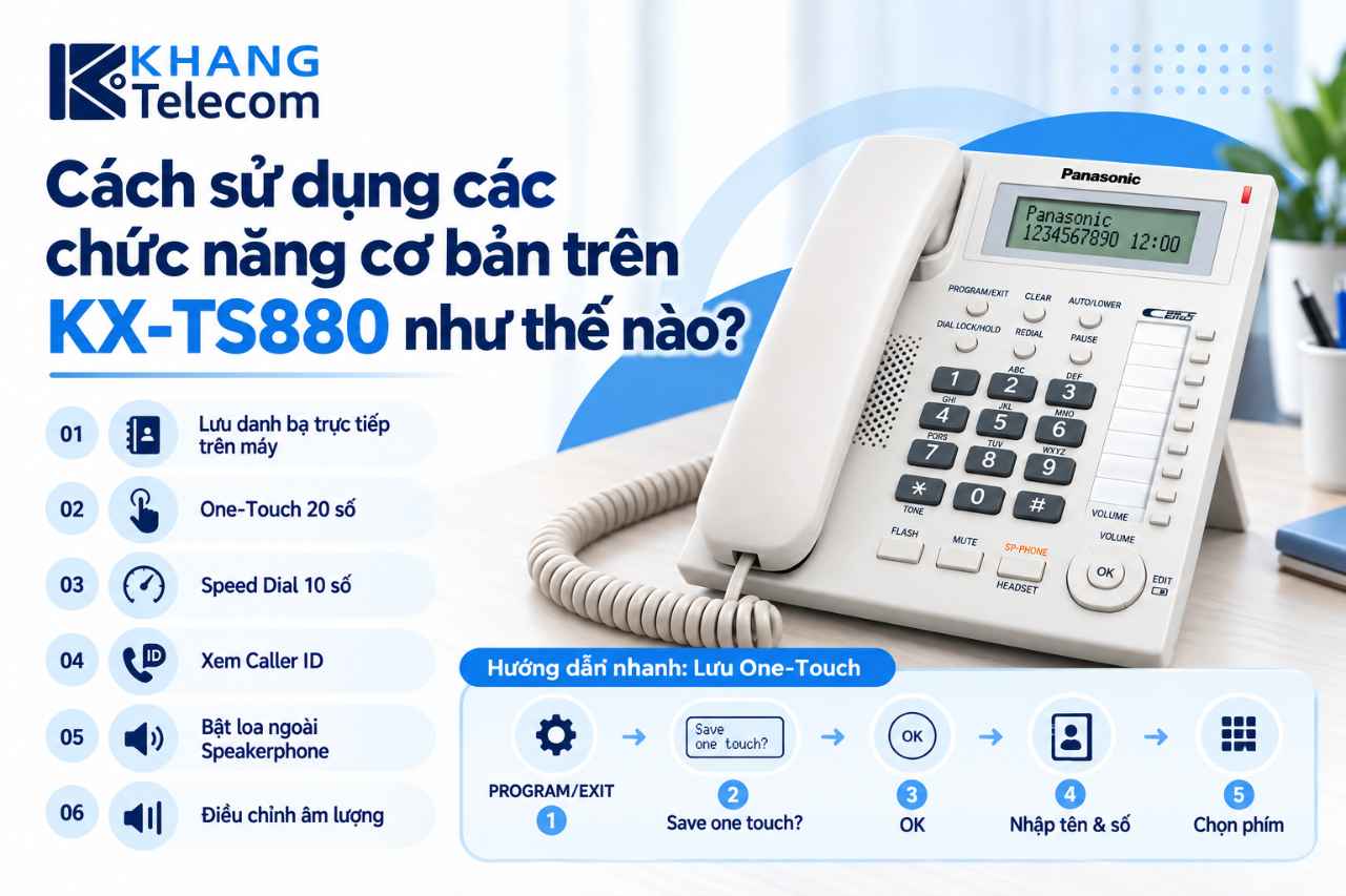 Cách sử dụng các chức năng cơ bản trên KX-TS880 như thế nào?