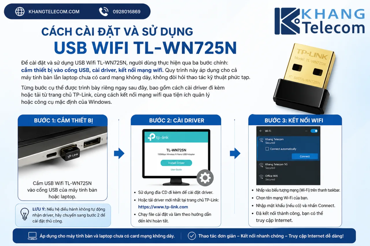 cài đặt và sử dụng USB Wifi TL-WN725N cài đặt và sử dụng USB Wifi TL-WN725N