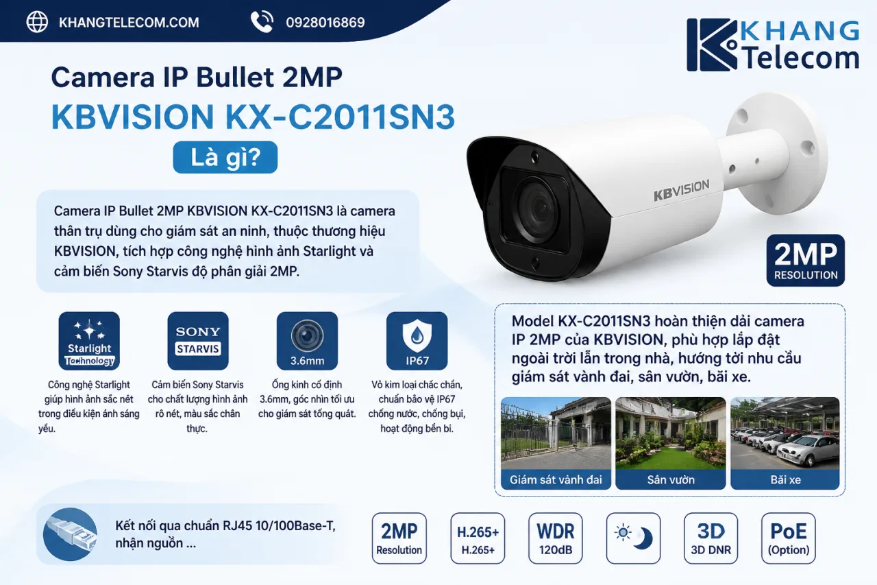 Camera IP Bullet 2MP KBVISION KX-C2011SN3 Camera IP Bullet 2MP KBVISION KX-C2011SN3