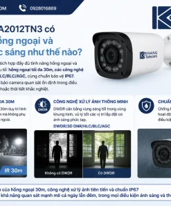 Camera KX-A2012TN3 có tính năng hồng ngoại và chống ngược sáng