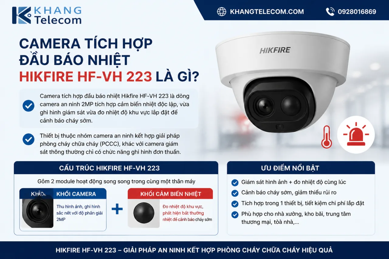 Camera tích hợp đầu báo nhiệt Hikfire HF-VH 223 Camera tích hợp đầu báo nhiệt Hikfire HF-VH 223