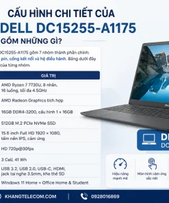 Cấu hình chi tiết của Laptop Dell DC15255-A1175 gồm những gì