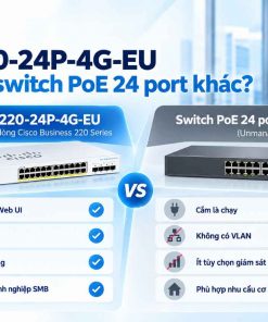 Cisco CBS220-24P-4G-EU khác gì các dòng switch PoE 24 port khác?