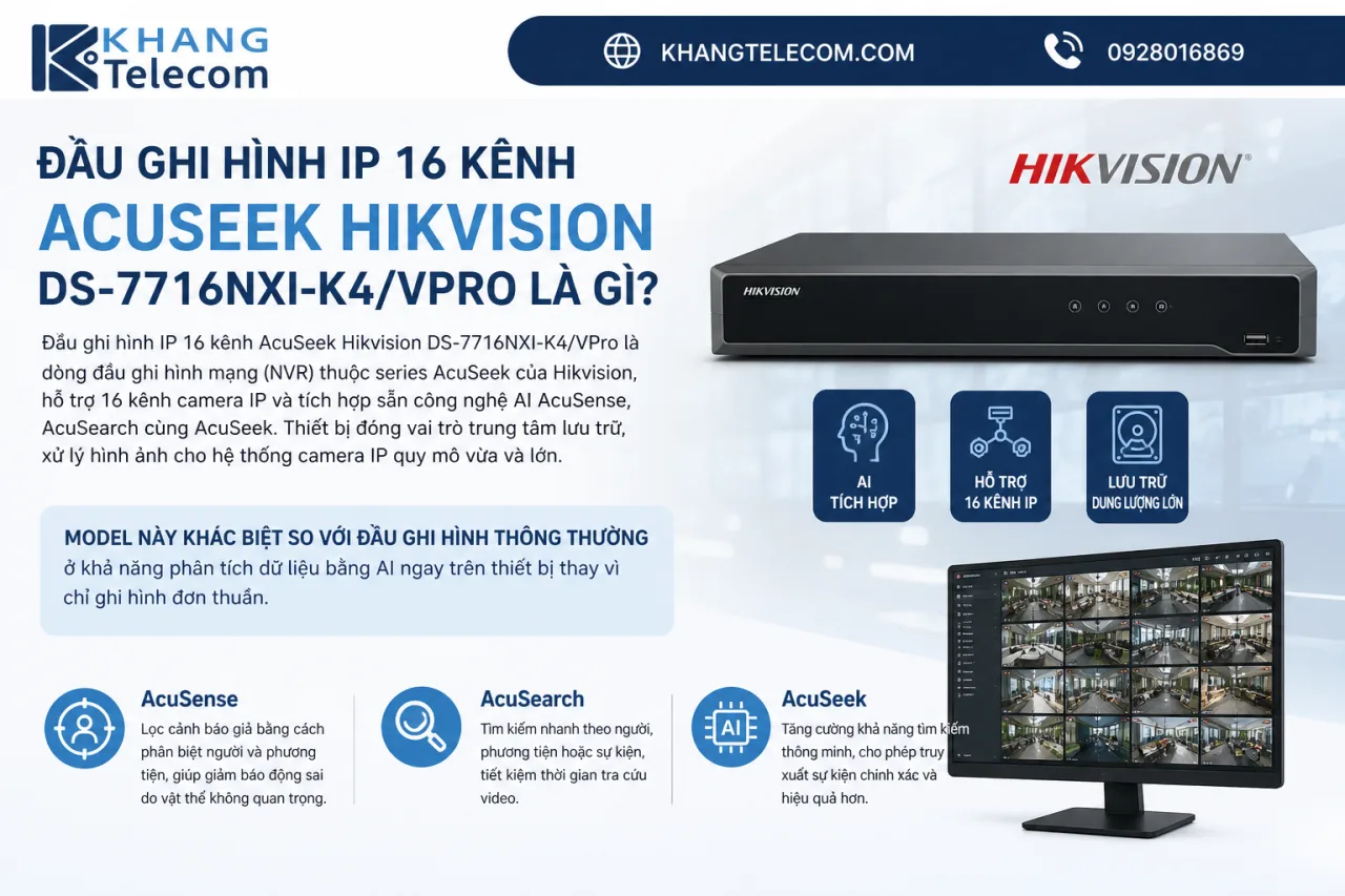 Đầu ghi hình IP 16 kênh AcuSeek Hikvision DS-7716NXI-K4/VPro Đầu ghi hình IP 16 kênh AcuSeek Hikvision DS-7716NXI-K4/VPro