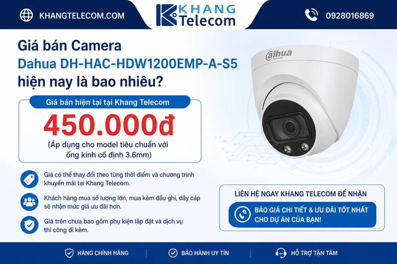Giá bán Camera Dahua DH-HAC-HDW1200EMP-A-S5 hiện nay là bao nhiêu Giá bán Camera Dahua DH-HAC-HDW1200EMP-A-S5 hiện nay là bao nhiêu