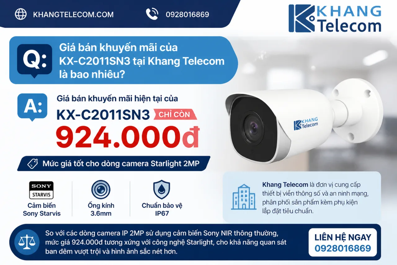 Giá bán khuyến mãi của KX-C2011SN3 tại Khang Telecom là bao nhiêu Giá bán khuyến mãi của KX-C2011SN3 tại Khang Telecom là bao nhiêu