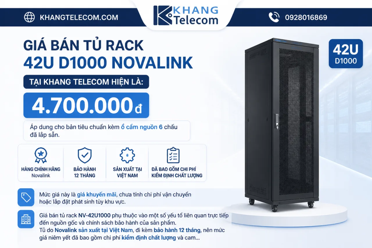 Giá bán tủ rack 42U D1000 Novalink hiện nay là bao nhiêu Giá bán tủ rack 42U D1000 Novalink hiện nay là bao nhiêu
