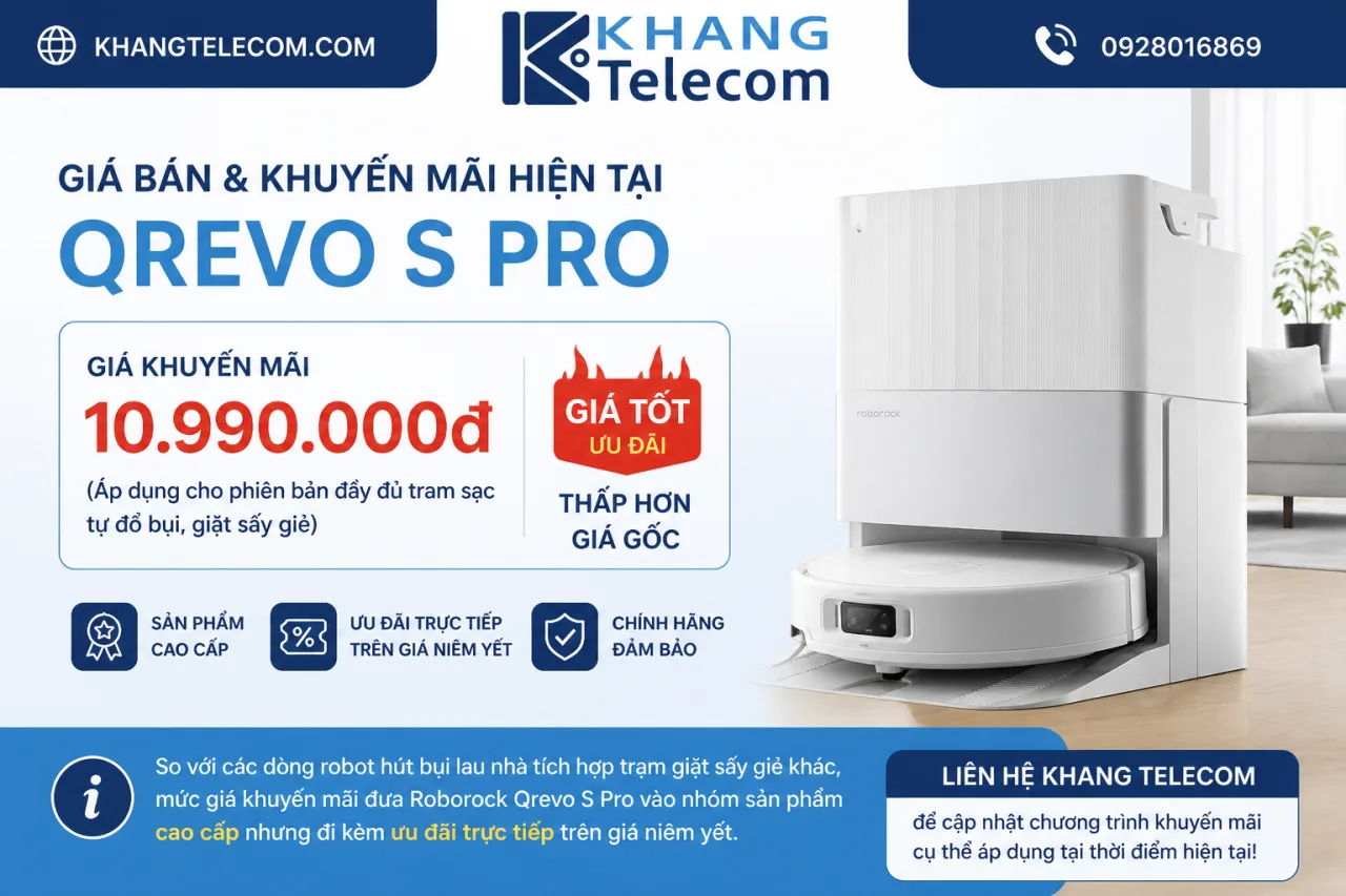 Giá bán và khuyến mãi hiện tại của Qrevo S Pro là bao nhiêu Giá bán và khuyến mãi hiện tại của Qrevo S Pro là bao nhiêu