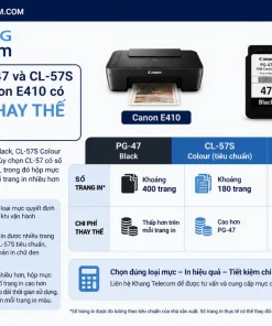 Hộp mực PG-47 và CL-57S dùng cho Canon E410 có chi phí thay thế thế nào