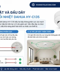 lắp đặt và đấu dây Đầu báo khói nhiệt Dahua HY-C135