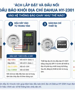 lắp đặt và đấu nối Đầu báo khói địa chỉ Dahua HY-2301 vào hệ thống báo cháy