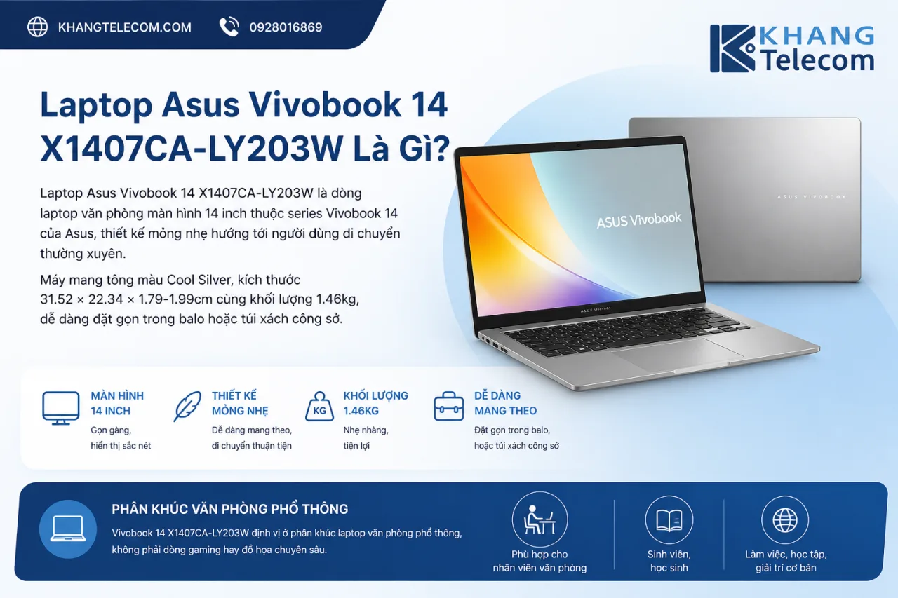 Laptop Asus Vivobook 14 X1407CA-LY203W Laptop Asus Vivobook 14 X1407CA-LY203W