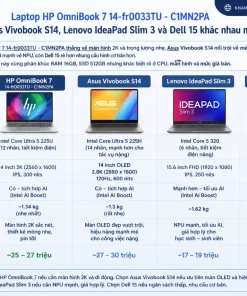Laptop HP OmniBook 7 14-fr0033TU - C1MN2PA so với Asus Vivobook S14, Lenovo IdeaPad Slim 3 và Dell 15 khác nhau