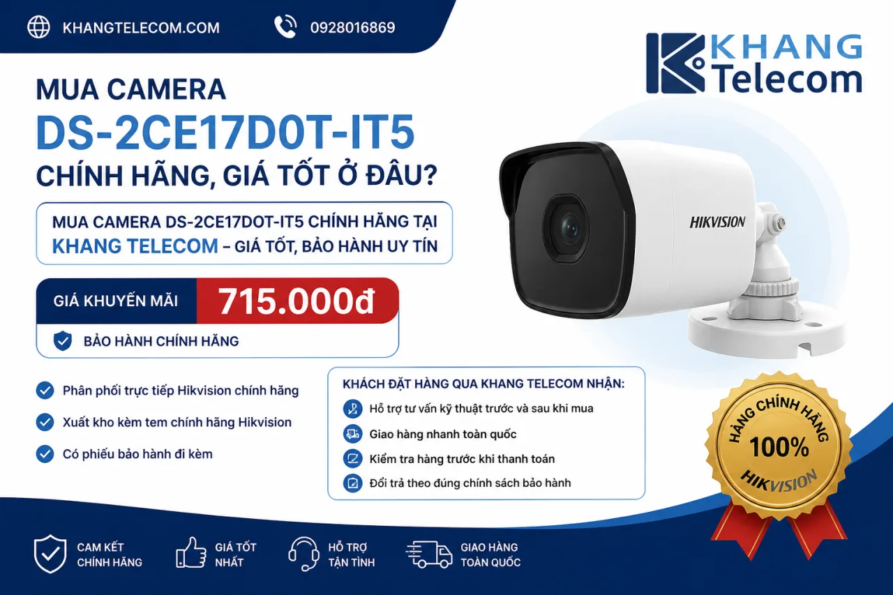 Mua camera DS-2CE17D0T-IT5 chính hãng, giá tốt ở đâu Mua camera DS-2CE17D0T-IT5 chính hãng, giá tốt ở đâu