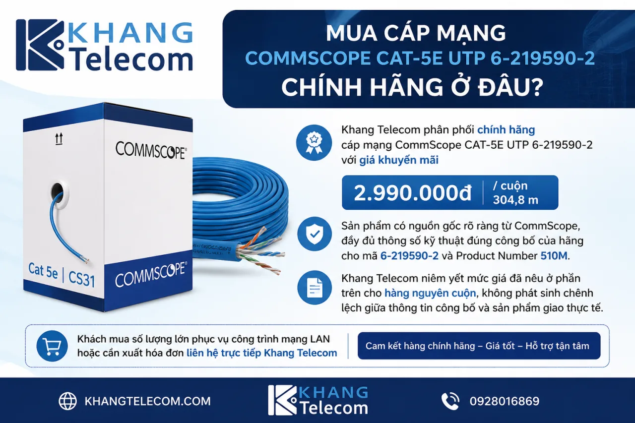 Mua cáp mạng CommScope CAT-5E UTP 6-219590-2 chính hãng ở đâu Mua cáp mạng CommScope CAT-5E UTP 6-219590-2 chính hãng ở đâu