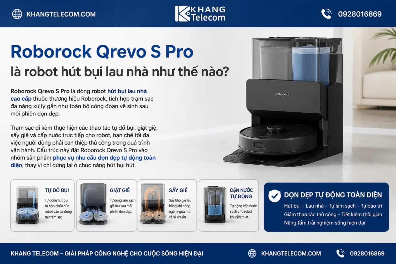 Roborock Qrevo S Pro là robot hút bụi lau nhà Roborock Qrevo S Pro là robot hút bụi lau nhà