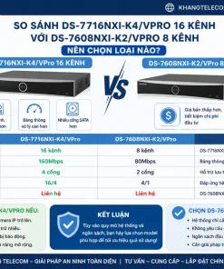 So sánh DS-7716NXI-K4/VPro 16 kênh với DS-7608NXI-K2/VPro 8 kênh, nên chọn loại nào