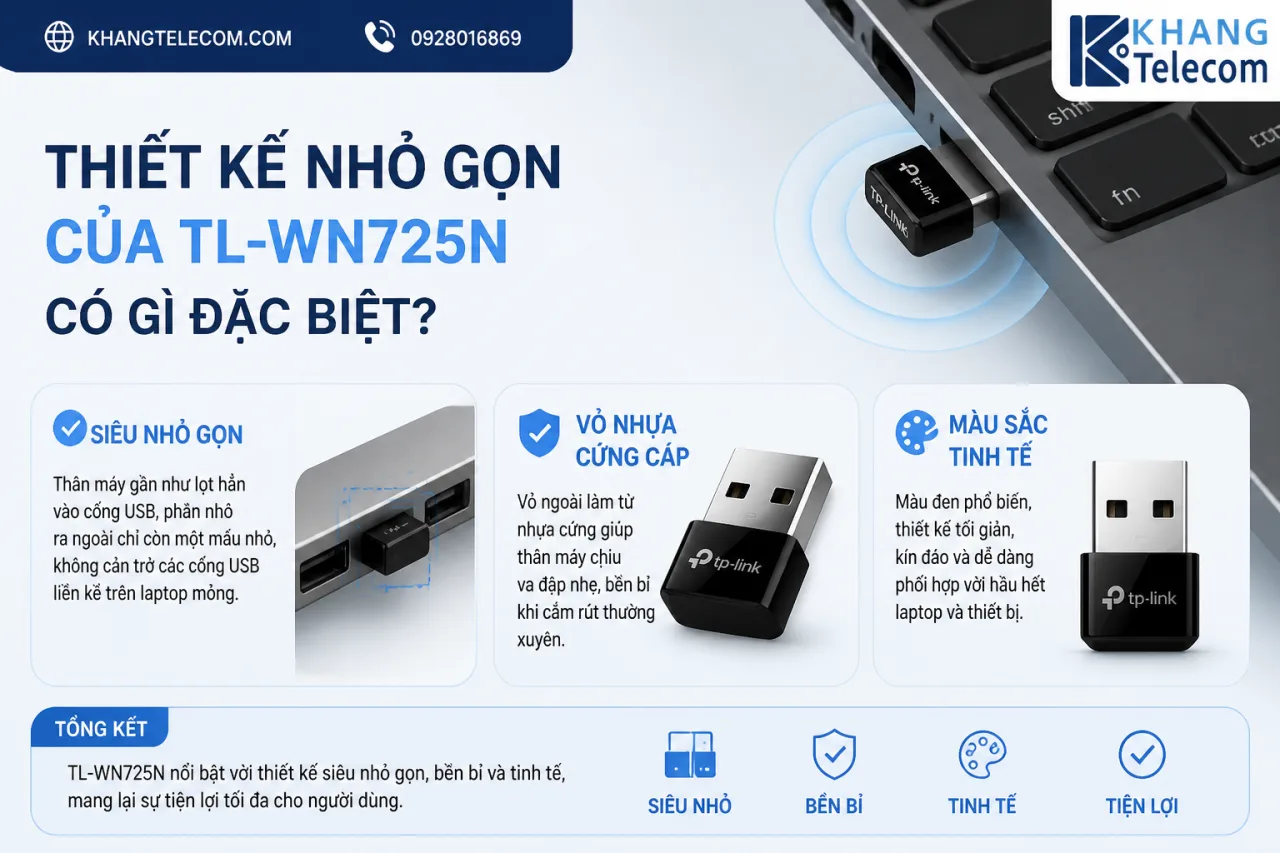 Thiết kế nhỏ gọn của TL-WN725N có gì đặc biệt Thiết kế nhỏ gọn của TL-WN725N có gì đặc biệt