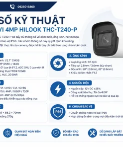 Thông số kỹ thuật Camera HDTVI 4MP HiLook THC-T240-P gồm những gì