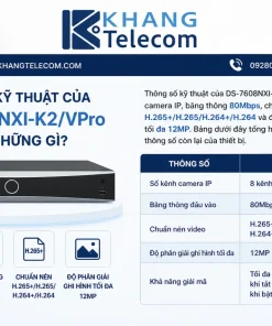 Thông số kỹ thuật của DS-7608NXI-K2/VPro gồm những gì