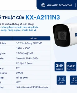 Thông số kỹ thuật của KX-A2111N3 gồm những gì