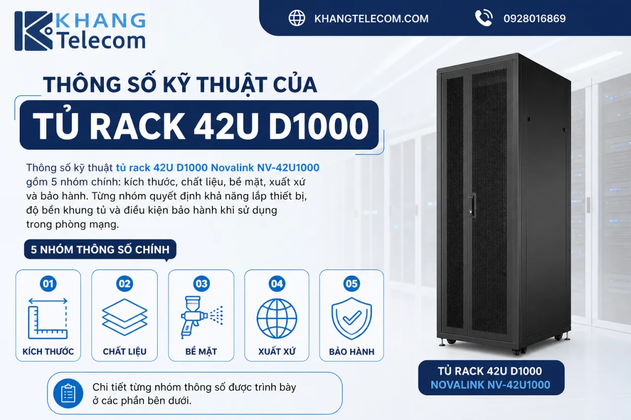 Thông số kỹ thuật của tủ rack 42U D1000 gồm những gì Thông số kỹ thuật của tủ rack 42U D1000 gồm những gì