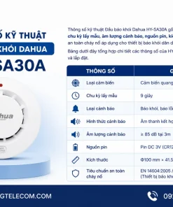 Thông số kỹ thuật Đầu báo khói Dahua HY-SA30A gồm những gì