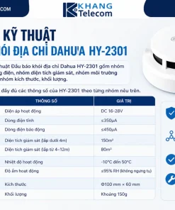 Thông số kỹ thuật Đầu báo khói địa chỉ Dahua HY-2301 gồm những gì